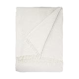 HOMEYA - Colcha Multiusos Sofá, Sobrecama Bordado con diseños elegantes, Plaid para Cama de Algodón y Poliéster (Ondulado Beige 180X260CM )