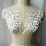 rosenrausch spitze Material: Stoff; Spitze ZYING 2 stücke weiße Blumen Rose Spitze Stoff quaste bestickte Hochzeit Appliques nähen Patch für Abend Kleid DIY Dekoration