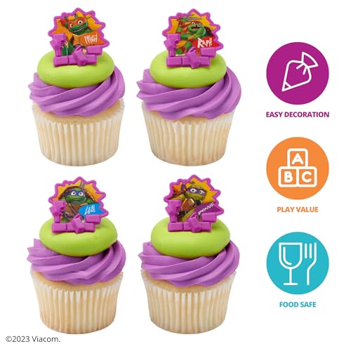 DecoPac Teenage Mutant Ninja Turtles Turtle Power Rings, Cupcake Decorations For Birthday Party, Cakes, And Celebrations - 24 Pack by DecoPac - Image 3