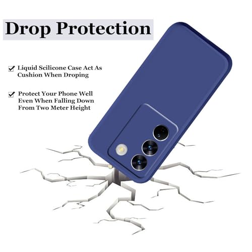 Image of A rtistque Liquid Silicone Back Cover Case for Vivo T3 5G Shockproof TPU Soft Flexible with Camera Protection - Blue