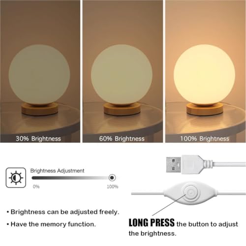 Lámpara de mesa para sala de estar con bola de cristal y base regulable 5