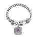 Fibromyalgia Awareness Classic Silver Plated Square Crystal Charm Bracelet