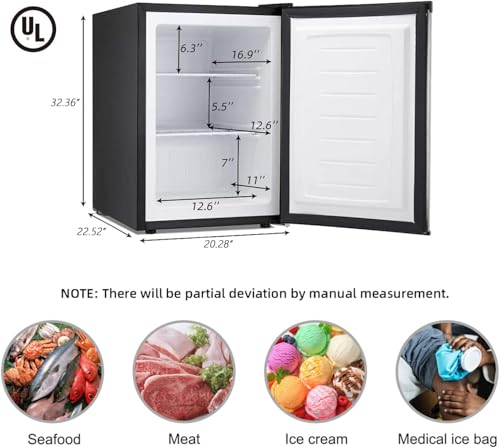 Antarctic Star Upright Freezer 3.0 Cu.ft, Compact Mini Freezer with Reversible Single Door, Temperature Control, Removable Shelves, Small freezer Stainless Steel for Dorms Home Office, Black on Fridge.com