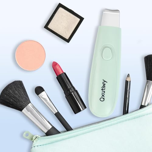 Qxutiwy Skin Scrubber & Face Spatula - Blackhead Remover Tools, 2-in-1 Pore Cleaner Tool for Deep Cleansing, with Two Silicone Brush Head for Women and Men, Waterproof