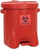 Eagle 947BIO Biohazardous Waste Polyethylene Safety Can with Foot Lever, 14 Gallon Capacity, Red