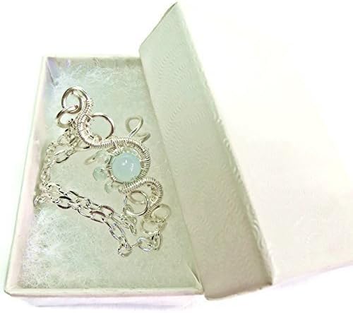 Aquamarine and Silver Chain Floral Ear Cuff