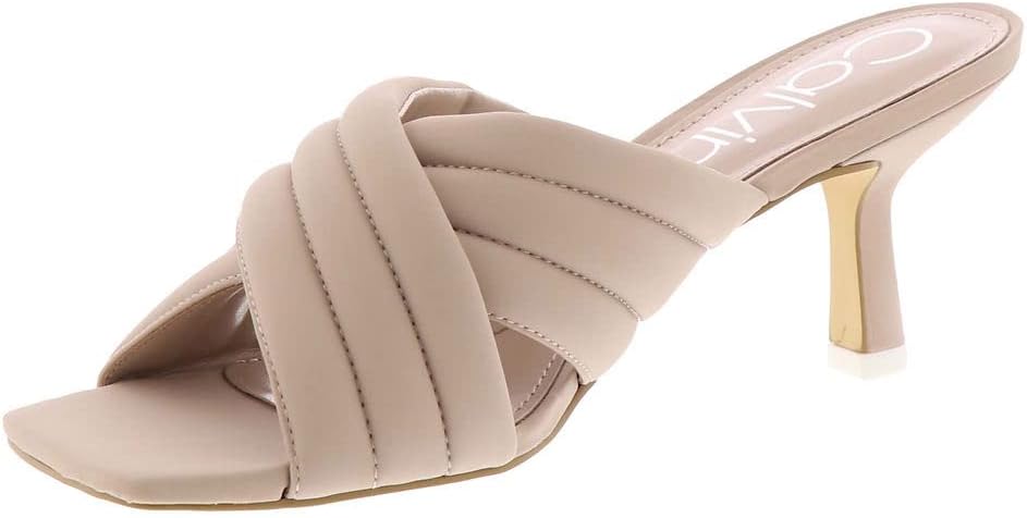 Calvin Klein Women's FIRE Heeled Sandal, Latte 110, 7.5