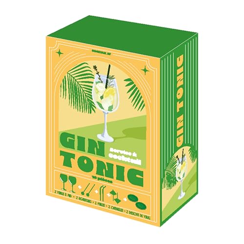 Coffret cocktail idéal pour amateurs de gin avec verres et mélangeurs