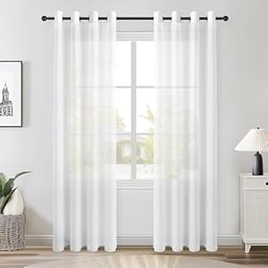 Topfinel Voile Vorhang Leinenoptik 2er Set