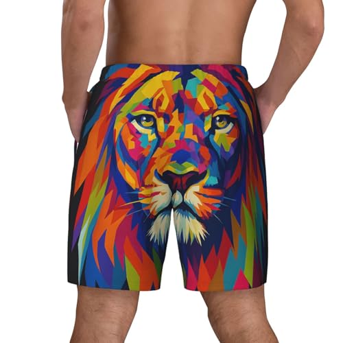 Bañador casual de hombre con estampado de león colorido 7