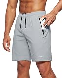 Pudolla Men's Workout Running Shorts Lightweight Gym Athletic Shorts for Men with Zipper Pockets (Li
