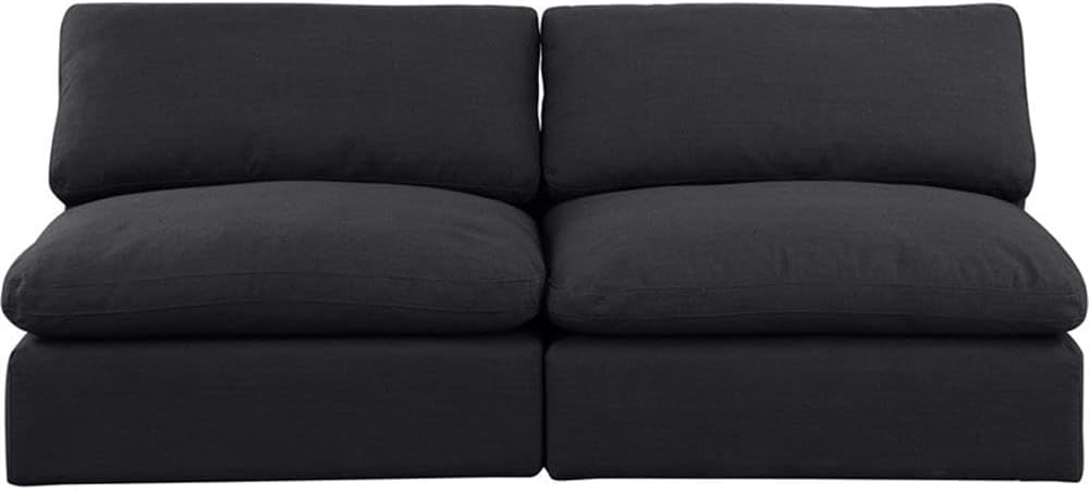 BOWERY HILL Modular Sofa, Black Linen Textured Fabric Upholstery, 2-Piece Set, Overstuffed Down Feather Cushions, Contemporary Design, 78" W x 40" D x 34.5" H, Versatile Living Room Seating