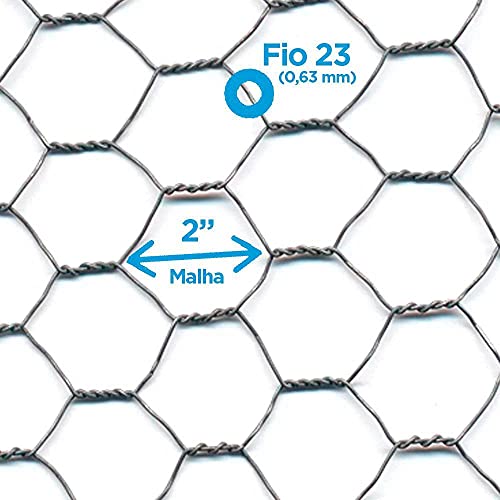 Tela metálica para galinheiro fio 23 BWG x 1,5 m rolo com 50 metros - Morlan