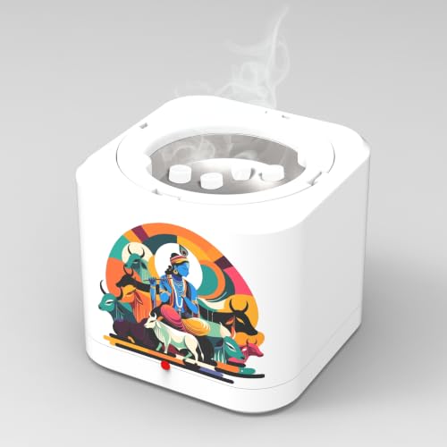 Image of Shivansh Technology Incense Holder Electric Kapoor Dani Camphor Diffuser Burner for Home | Karpuram Bakhoor Oud Aroma Oil & Dhoop Machine | Essential Oil Diffuser for Home (White) (Krishna Heritage)