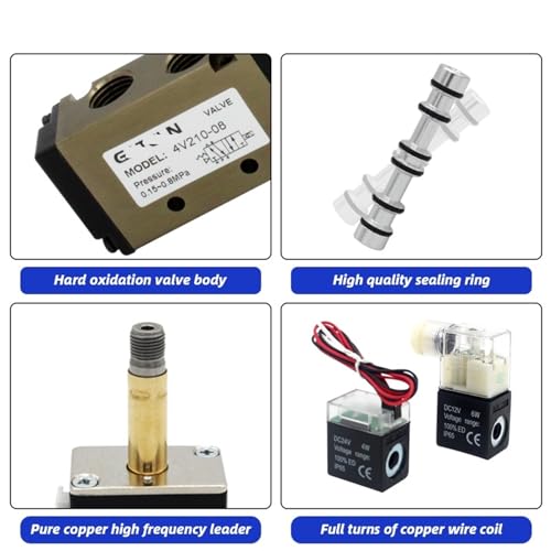 Électrovanne distributeur pneumatique 5 voies 2 positions DC 24V AC 220V