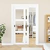 Bypass Mirrored Closet Door 48" x 80", 3-Lite Mirror Sliding Doors for Bedroom with Hardware Kit & Floor Guide, Paintable Interior Door Pre-Drilled for Easy Assembly