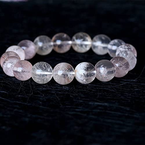 LKBEADS 1 Strands Natural White Orange Sericite セリサイト Quartz Stretch Men's Bracelet Round Beads 12mm 05003