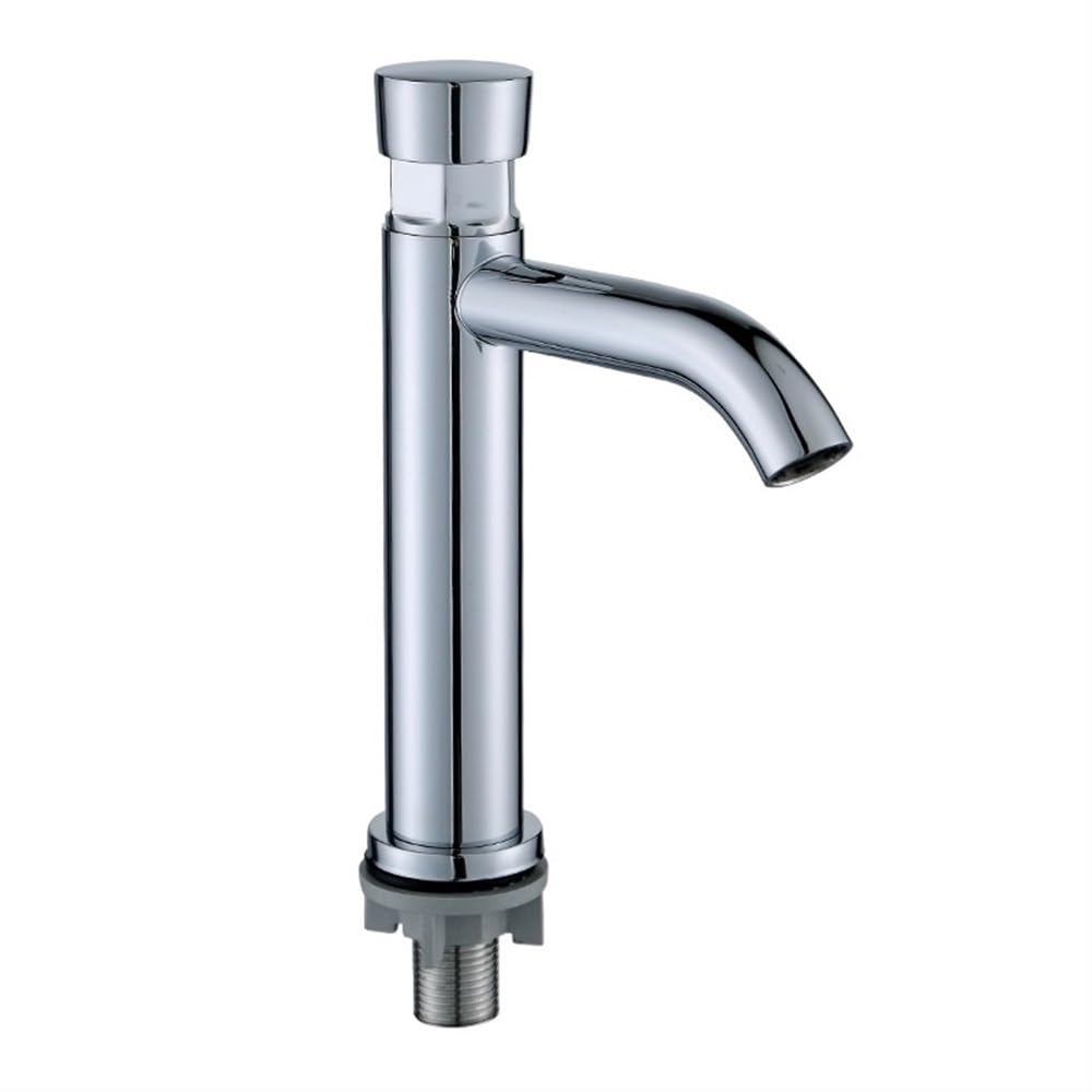 Grifo ahorrador de agua plateado grifo dosificador de cierre automático grifo temporizador público grifos de botón para cocina en casa, baño, hotel(B)