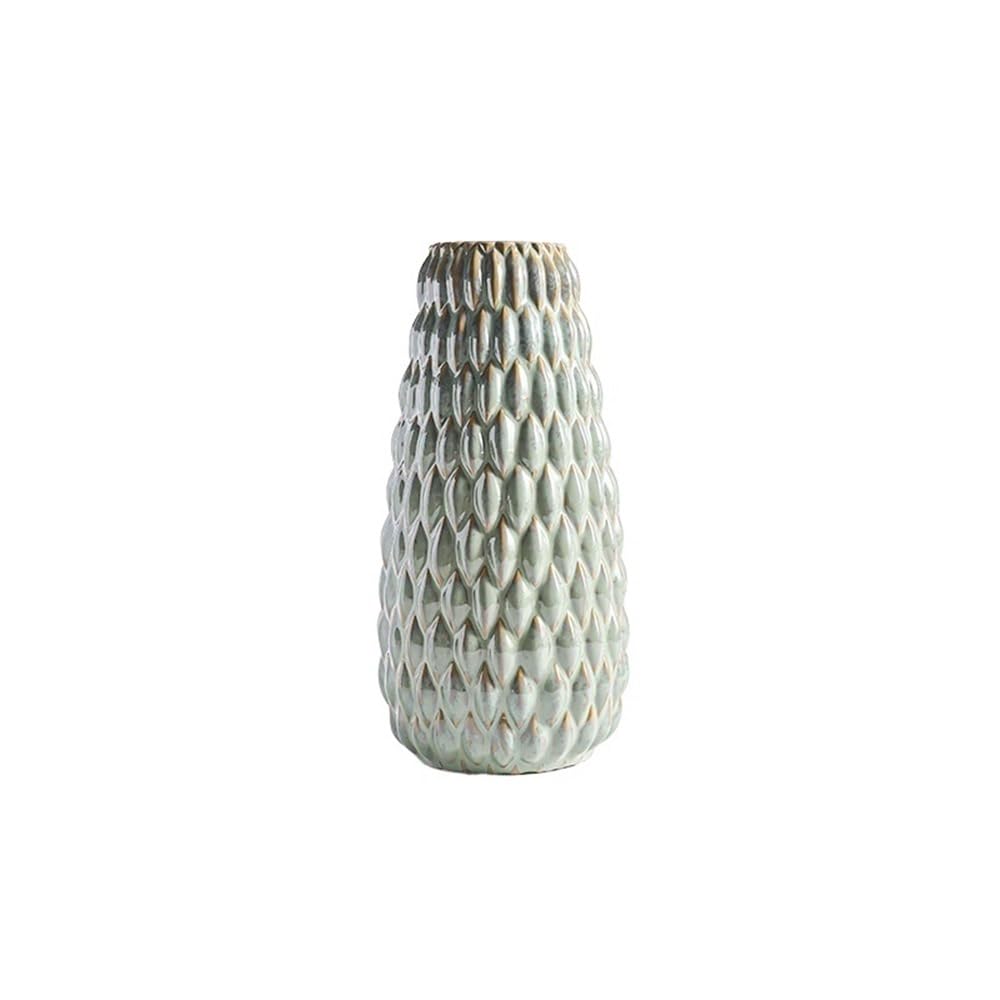 flower vase Teardrop Pattern Cyan Ceramic Vase Living Room Decorative Flower Arrangement