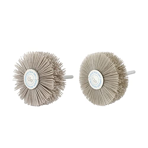 uxcell Nylon Wheel Brush 120 Grits & 320 Grit 82mm Dia Head Abrasive Grinding Head with 6mm Threaded Shank