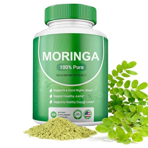 Moringa Pure Capsules – 800mg Moringa Powder Supplement – 60 Capsules for Natural Energy, Immune System & Gut Health Support, Green Antioxidant Superfood, Essential Vitamins & Amino Acids