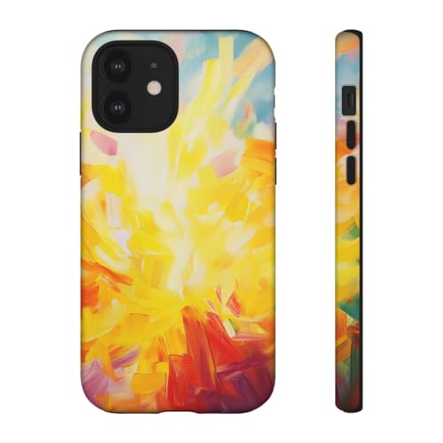 Coque iPhone 12 Abstract Sunshine jaune contre les rayures