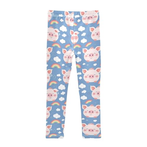 Pig Face Girls' Leggings Toddler Doodles Rainbow Clouds Kids Yoga Pants Dance Active Tights 4T2