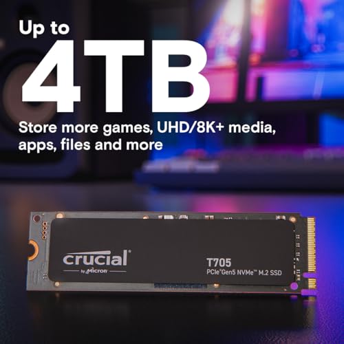 Crucial T705 PCIe Gen5 NVMe 2TB SSD, Up to 14,500MB/s, TLC NAND, Intel & Ryzen Compatible, for Hardcore Gaming & High-Speed Storage, Solid State Drive, Includes 1Mo Adobe CC – CT2000T705SSD3 by Crucial - Image 6