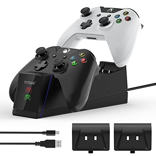 Controller Charger for Xbox One - Rechargeable Battery Pack for Xbox One/Xbox One X/Xbox One S/Xbox One Elite Controller, Charging Station for Xbox One with LED Indicator and 2Pcs 1200mAh Rechargeable