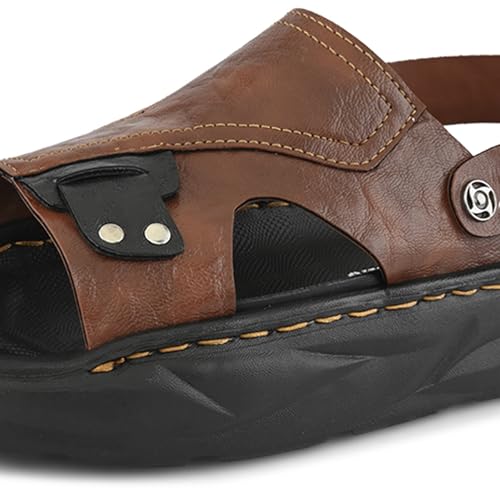 Image of Centrino Men's Sling Sandals | Stylish Strap Sandal with Grip Insole | Platform Comfort Sandal with Accent Pouch & Adjustable Strap| Comfortable Casual Footwear for Office, Travel & Walking (9578)