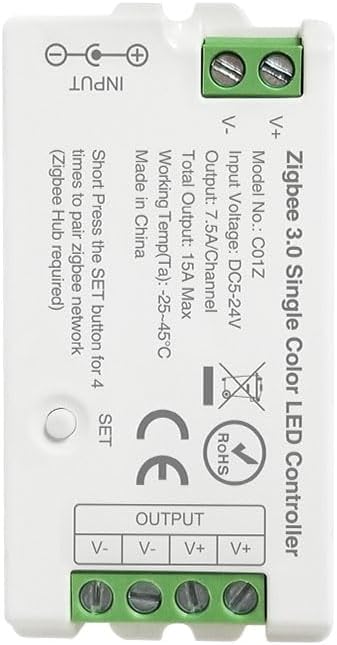 Zigbee 3.0 C01Z 2PIN LED Strip Single Color Dimmer APP Gateway Controller,Compatible with Philip H-UE Home-kit Gateway,DC5-24V