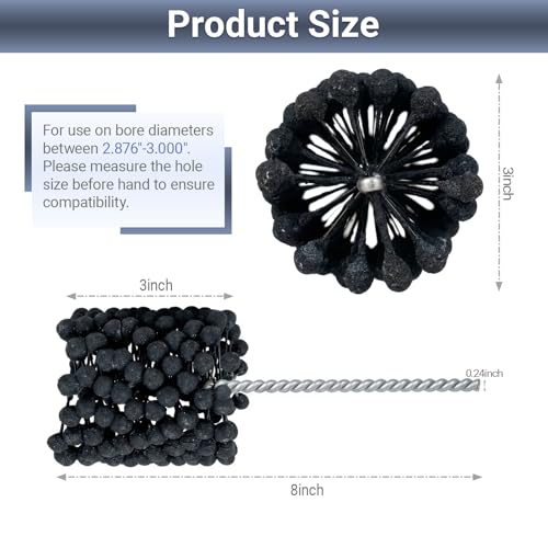 Image of Cylinder Hone, 240 Grit Silicon Carbide, 3 inch (76.2mm) Diameter Ball Hone | for Hole Diameters 2 7 /8 inch - 3 inch, Cylinder Engine Sanding Brush for Mild Steel, Stainless Steel and Cast Iron