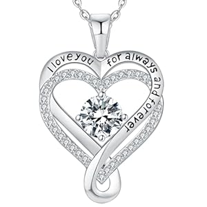 Jewelry for Women Wife Infinity Heart Birthstone I Love You Necklace S925 Anniversary Women Necklaces for Her Wife Birthday Gift Ideas, Birthday Present for Girlfriend Mom Daughter Sterling Silver