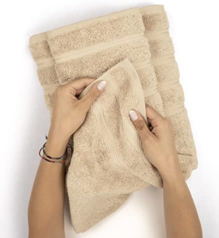 American Soft Linen Luxury Hotel & Spa Quality, Turkish Cotton, 16x28 Inches 6-Piece Hand Towel Set for Maximum Softness & Absorbency, Dry Quickly - Sand Taupe