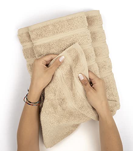 American Soft Linen Luxury 6 Piece Towel Set, 2 Bath Towels 2 Hand Towels 2 Washcloths, 100% Cotton Turkish Towels for Bathroom, Beige Towel Sets