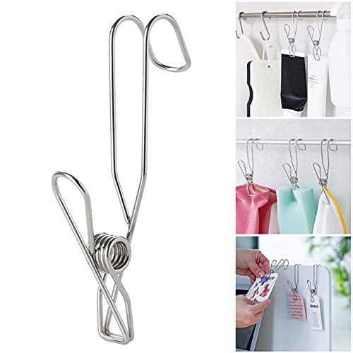 Iktu Stainless Steel Ordinary Note Pad Hook Clip Student Stationery Supplies Hanger Balcony Quilt Laundry Windproof Hanging Clamp Towel Holder (12 Pieces)-image-18