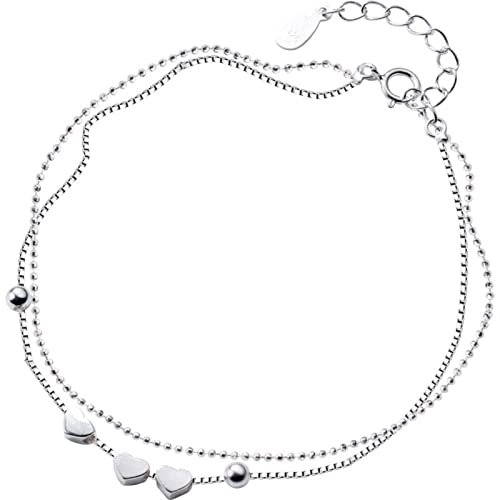 Bracelet en argent 925 cœur double couche : le cadeau parfait de Saint-Valentin pour femme