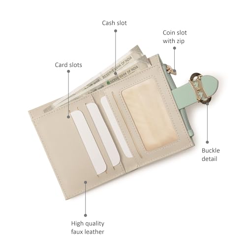 Image of Fastrack Women's Buckle Flap Two-Fold Wallet | Multiple Card Slots, Cash Slots, Zip Coin Pocket, Buckle Design Flap | Stylish & Secure | 6 Months Warranty