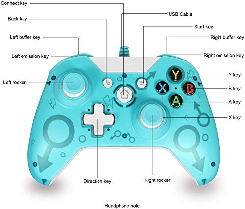 xuelili Controle com fio para Xbox one, controle do Xbox One com vibração dupla e design avançado, g
