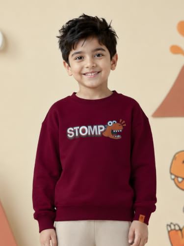 Image of KiddoPanti Boys Solid Round Neck Full Sleeve Fleece Sweatshirt | 60% Cotton 40% Polyester | Soft Warm Winter Pullover | Ribbed Cuffs & Hem | Casual Winter Sweatshirt for Kids
