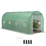 Outsunny Invernadero de Túnel 500x200x205 cm con Puerta Enrollable Verde