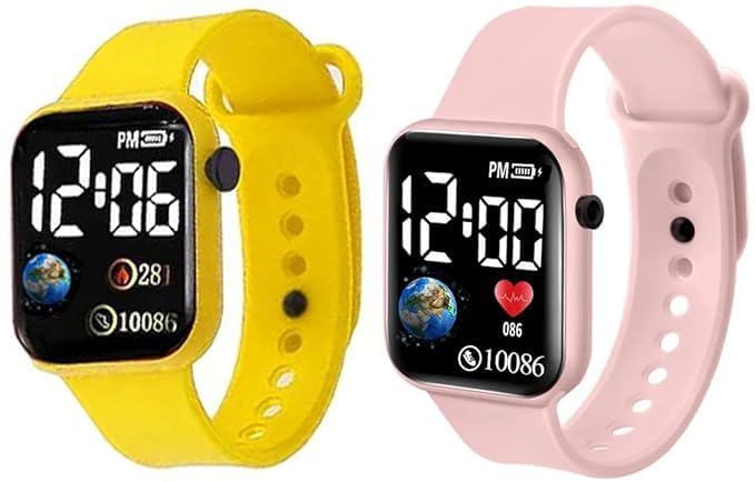 ZOVUTA Ultra Digital Dial Waterproof Smart Design LED Display Kids Watch for Boys & Girls, Men & Women, Birthday Gift (Age 4-15 Years) (Pack of 2) (Yellow, Peach) (B0D9H4WDB9) Amazon Price History, Amazon Price Tracker