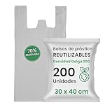 Bolsas de Plástico Reutilizables 30x40 cm (200 uds) – Galga 200, Ecológicas...