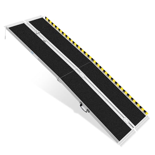 8FT Portable Wheelchair Ramp, Non-Slip Aluminum Folding Handicap Ramp, Ramps