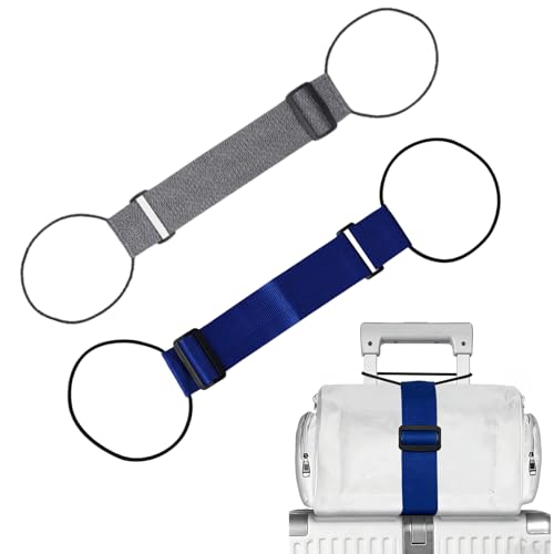 Correa de fijación elástica para equipaje, accesorios de correa de maleta, correa de equipaje ajustable, 2 unidades, accesorios para equipaje de mano, bolsos y mochilas. (azul/gris)