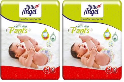 Image of Little Angel Extra Dry Baby Pants Diaper (M, 56) (Pack of 2)