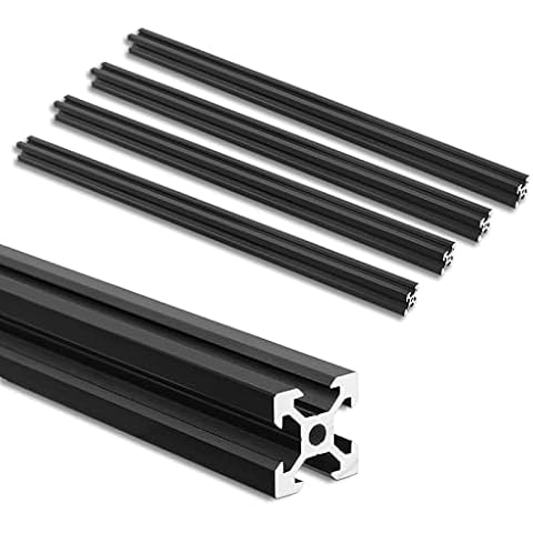2020 Aluminum Extrusion, JiGiU 4 Pcs Black 400mm 2020 V-Slot European Standard Anodized Linear Rail Aluminum Profile Extrusion for DIY 3D Printer and CNC Machine Cover