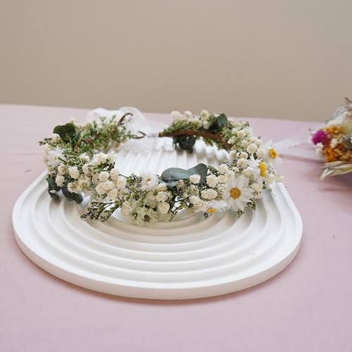 Corona de flores secas Boho para novia miniatura 3