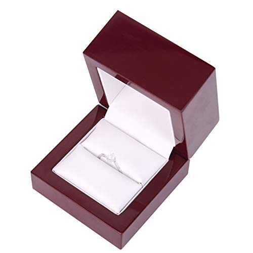 ロックエレファント木製のリングボックス、小さな婚約指輪のアンティークチェリーウッド結婚指輪ベアラーディスプレイボックス