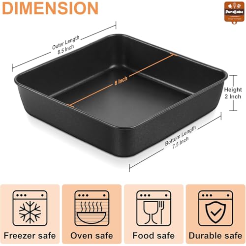Image of PureBake Square Cake Tin for Baking, Cake Tray, 9 Inch, Pack of 1, Carbon Steel, Bakeware Non-Stick, Premium SGS Certified, Cake Mould for Oven & Microwave